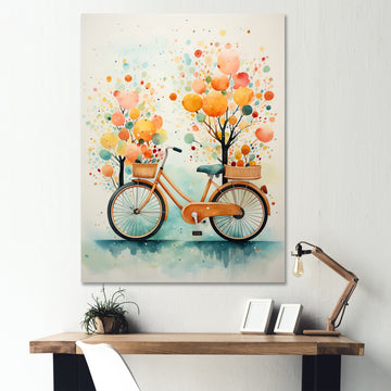 Bicycle Peaceful Rides Pointillism - Bicycle Canvas Wall Art